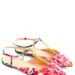 J. Crew Collection Ratti Floral Jayne T-Strap Sandles